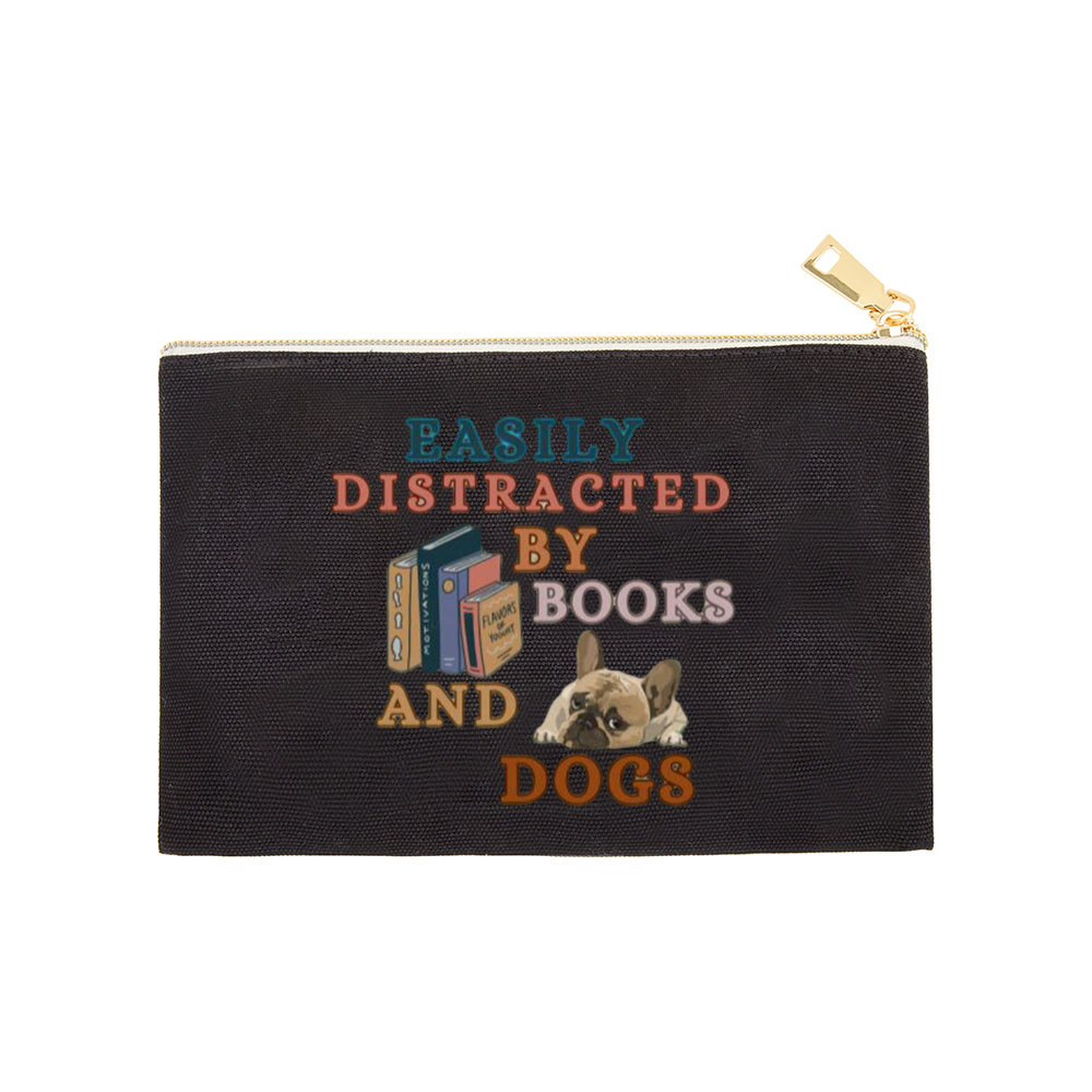 Pagewings Easily Distracted By Books And Dogs  Pouch