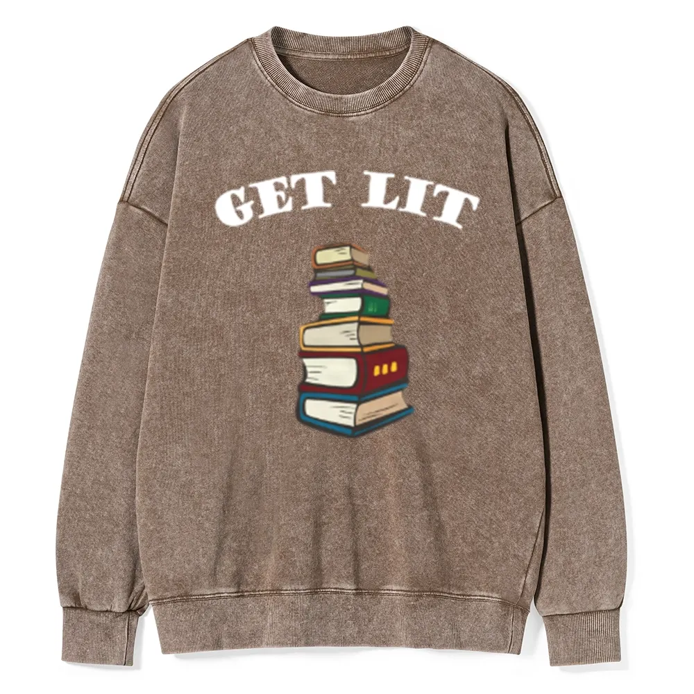 Pagewings Get Lit Unisex Washed Sweatshirt