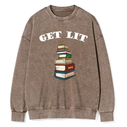 Pagewings Get Lit Unisex Washed Sweatshirt