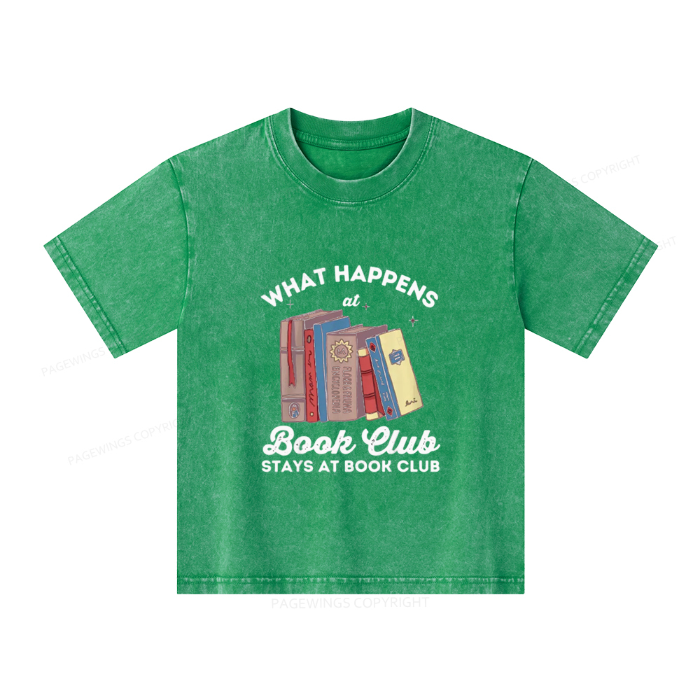 Pagewings Stays At Book Club Book Unisex Kids Washed T-shirt