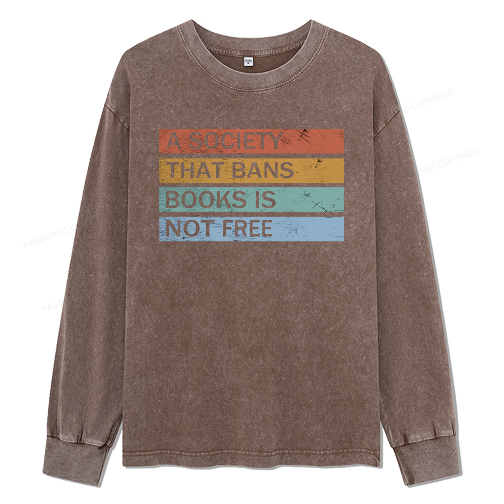 Pagewings Banned Books Shirt Unisex Washed Long Sleeve T-shirt