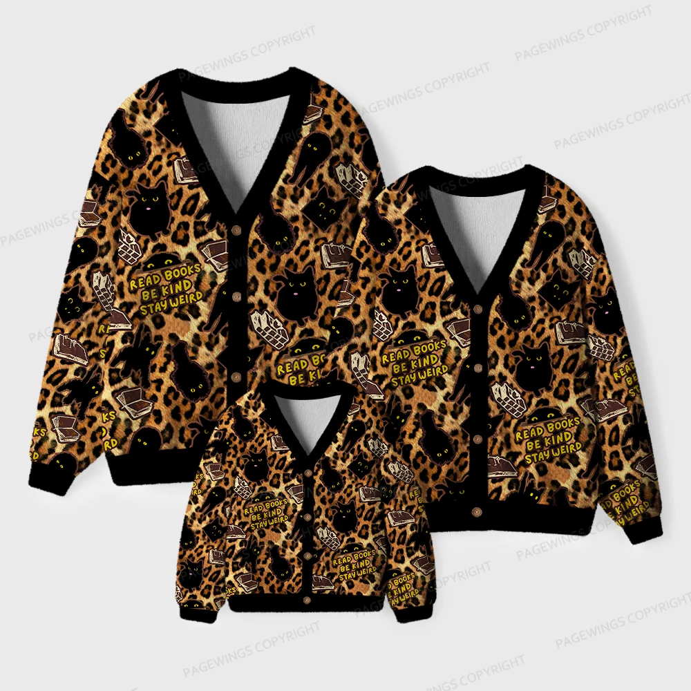 Pagewings Read Books Be Kind Stay Weird Unisex Ugly Cardigan Sweaters