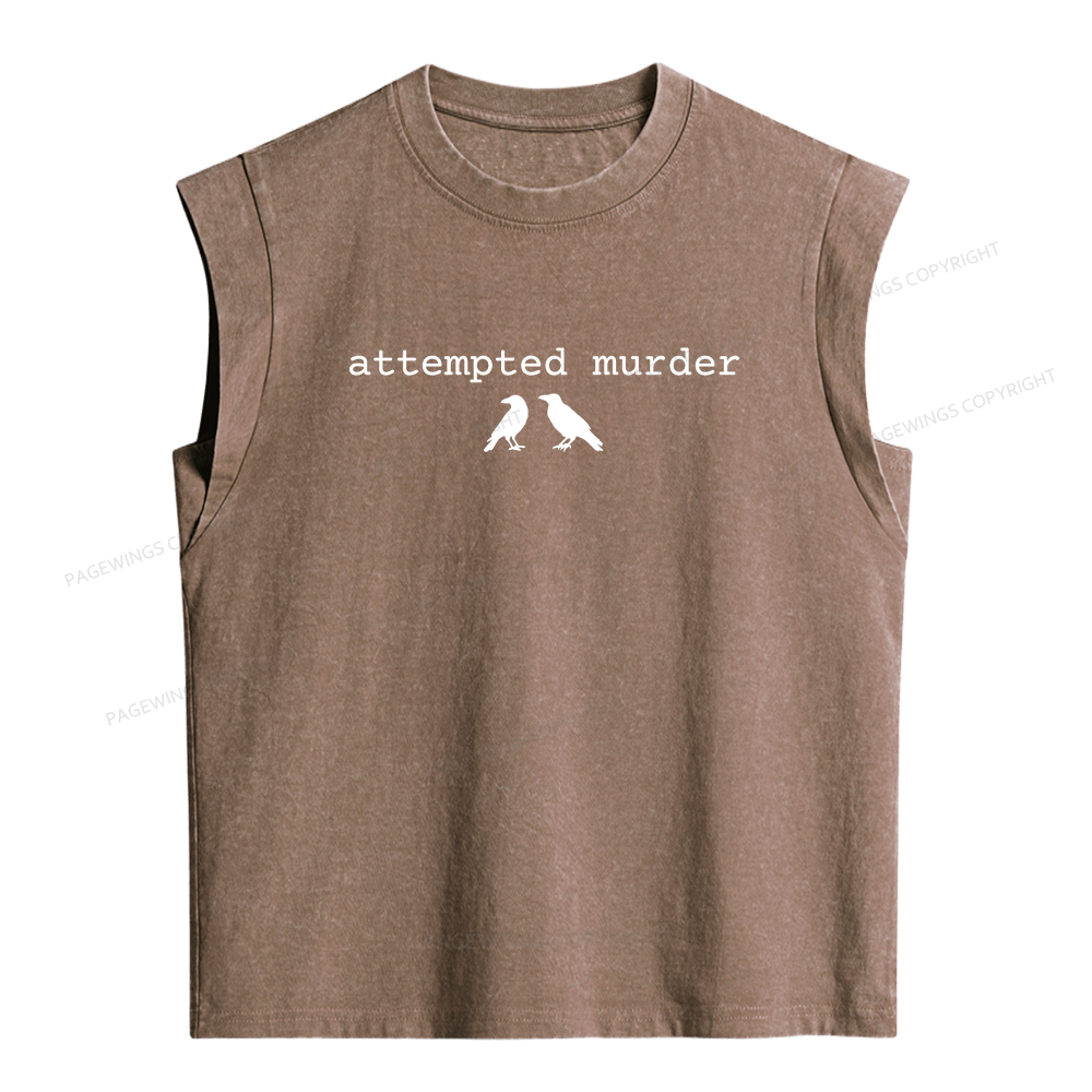 Pagewings Attempted Murder Crow Women's Washed Tank Top