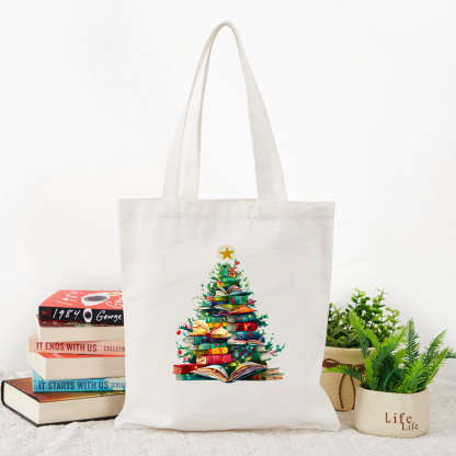 Pagewings Christmas Book Tree Tote Bag