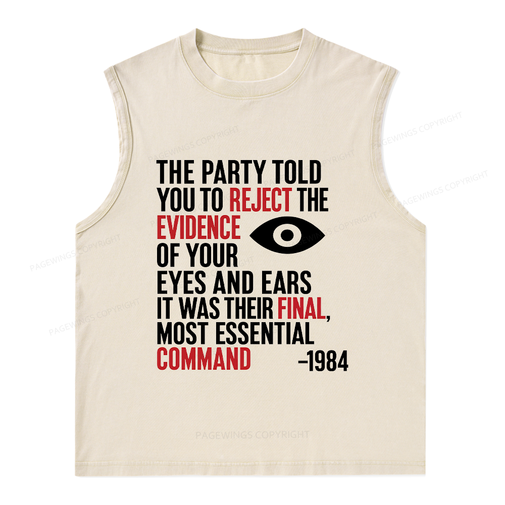 Pagewings Dystopia Quote Unisex Washed Tank Top
