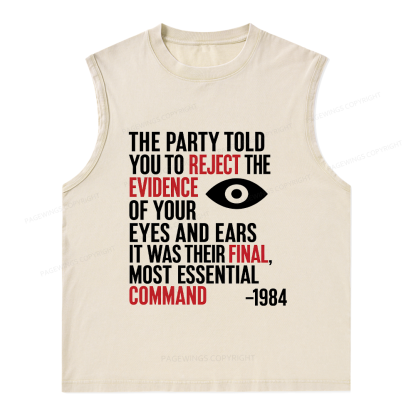 Pagewings Dystopia Quote Unisex Washed Tank Top