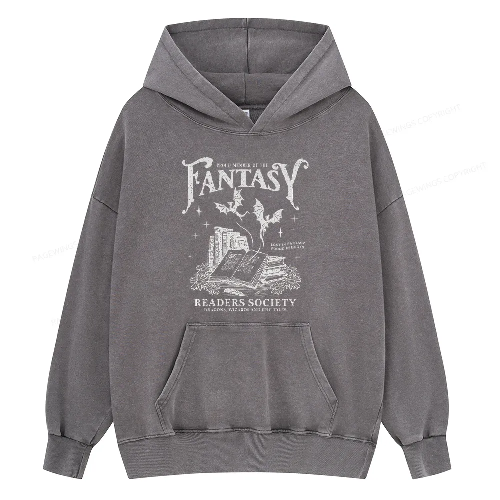 Pagewings Fantasy Readers Society Unisex Washed Hoodie