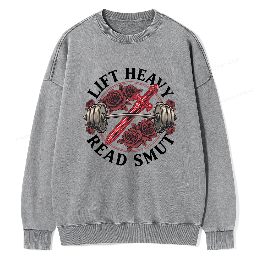 Pagewings Lift Heavy Read Unisex Washed Sweatshirt