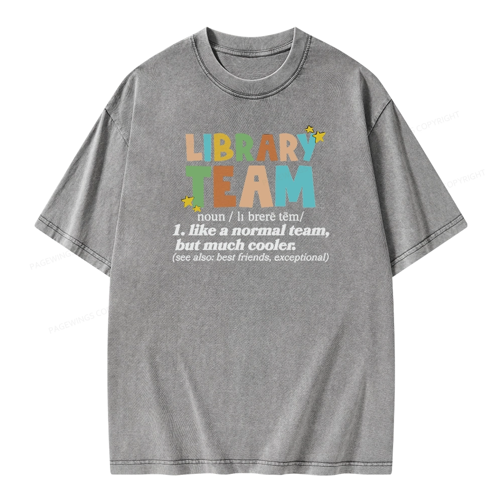 Pagewings Library Team And Library Squad Unisex Washed T-shirt