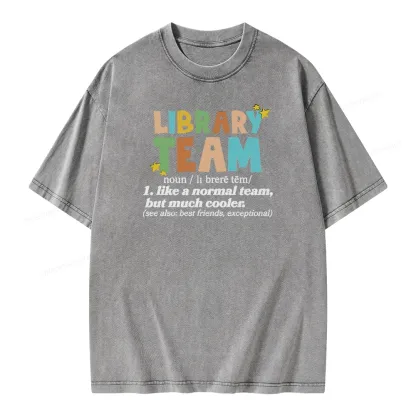 Pagewings Library Team And Library Squad Unisex Washed T-shirt
