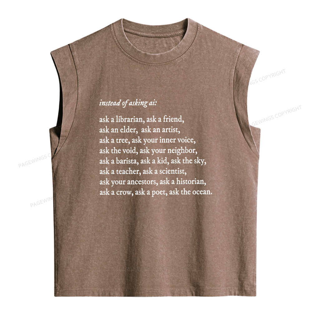 Pagewings Ask A Librarian Women's Washed Tank Top