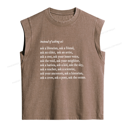 Pagewings Ask A Librarian Women's Washed Tank Top