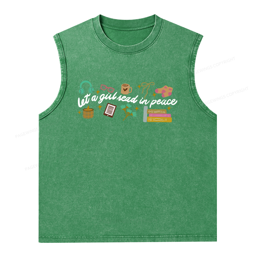 Pagewings Let a Girl Read in Peace Unisex Washed Tank Top