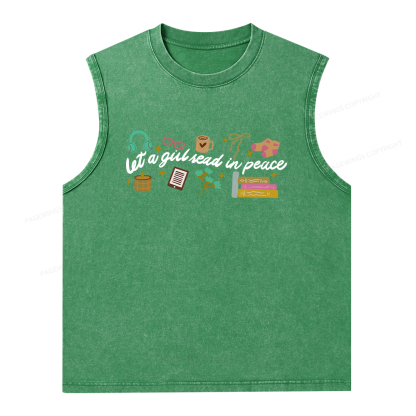 Pagewings Let a Girl Read in Peace Unisex Washed Tank Top