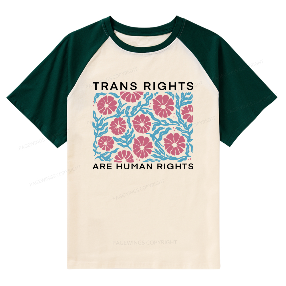 Pagewings Trans Rights Are Human Rights Raglan T-shirt