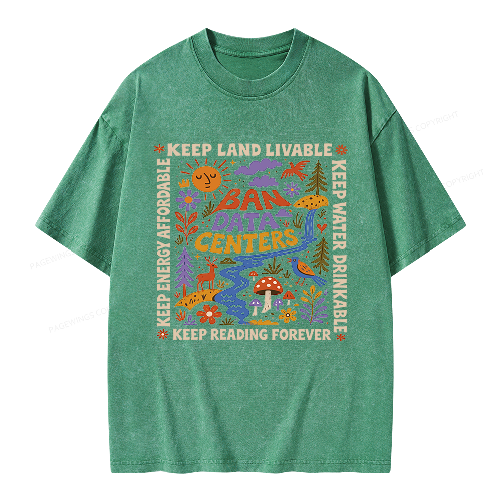 Pagewings Reading Forever Unisex Washed T-shirt