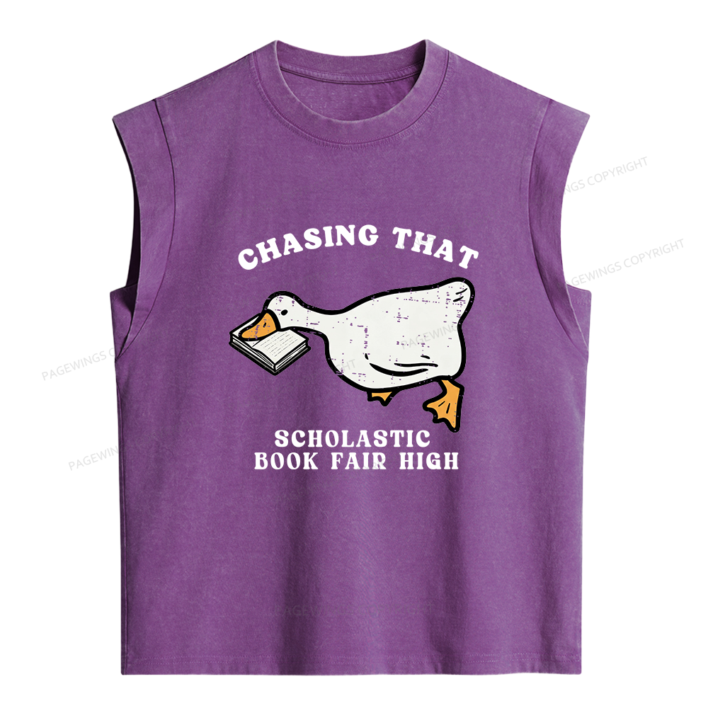 Pagewing Chasing That Scholastic Book Fair High Women's Washed Tank Top