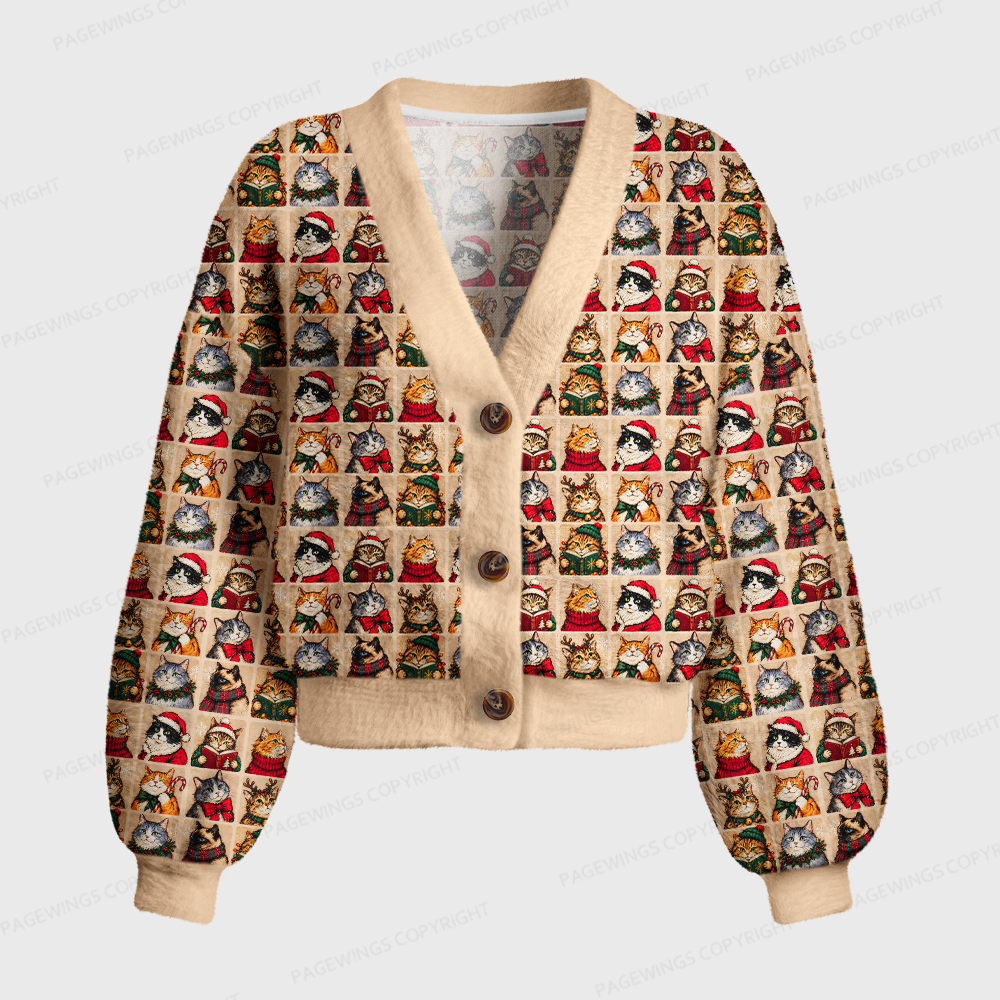 Pagewings Christmas Bookish Women's Cardigan Sweater