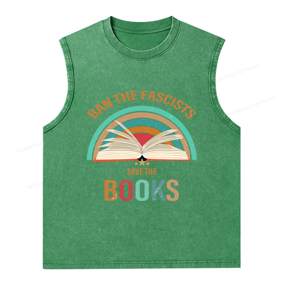 Pagewings Ban The Fascists Save The Books Unisex Washed Tank Top
