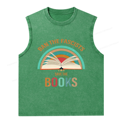 Pagewings Ban The Fascists Save The Books Unisex Washed Tank Top