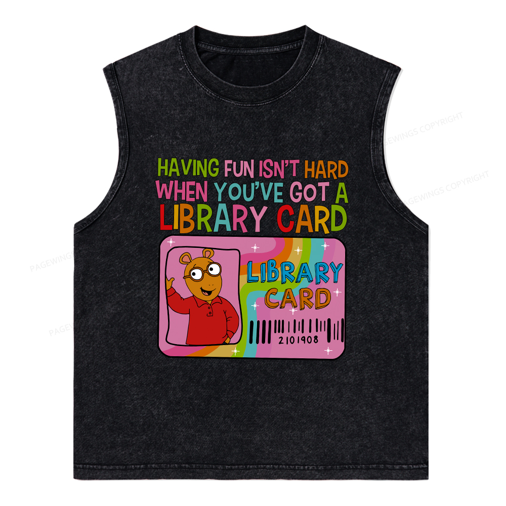 Pagewings  A Library Card Teacher Unisex Washed Tank Top
