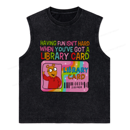 Pagewings  A Library Card Teacher Unisex Washed Tank Top