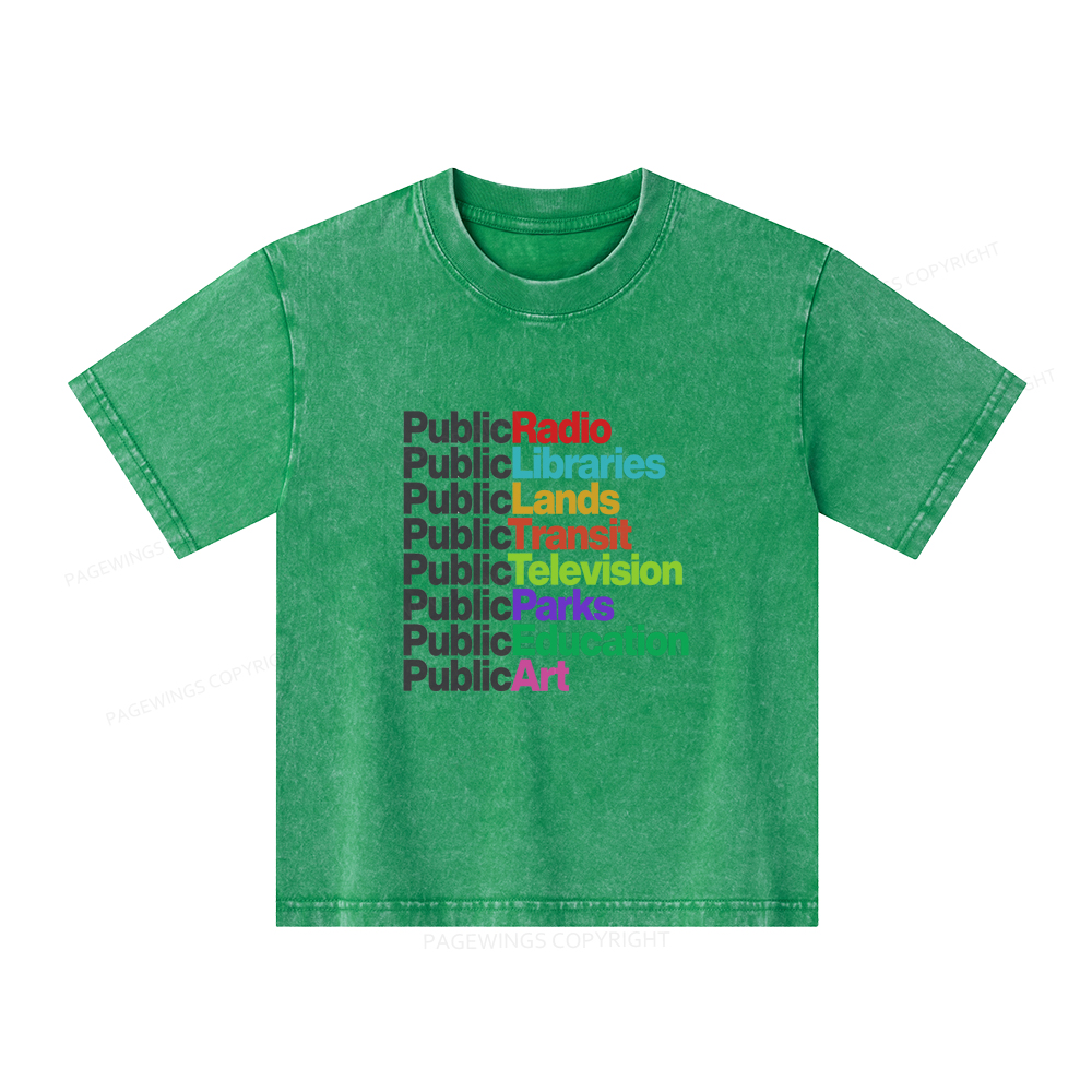 Pagewings Public Libraries Unisex Kids Washed T-shirt