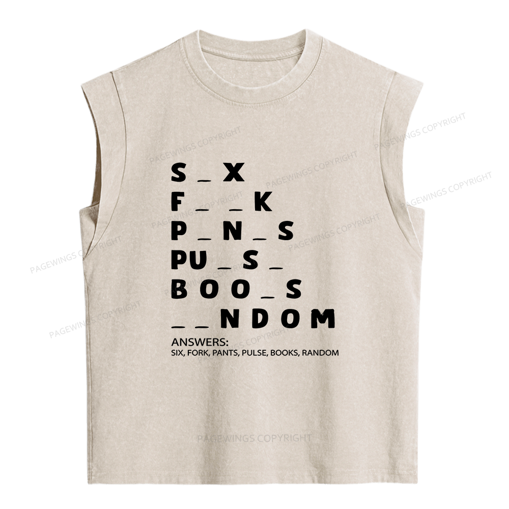 Pagewing Funny Humor Word Puzzle Women's Washed Tank Top