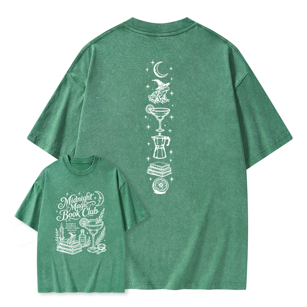 Pagewings Midnight Magic Book Club Unisex Washed T-shirt