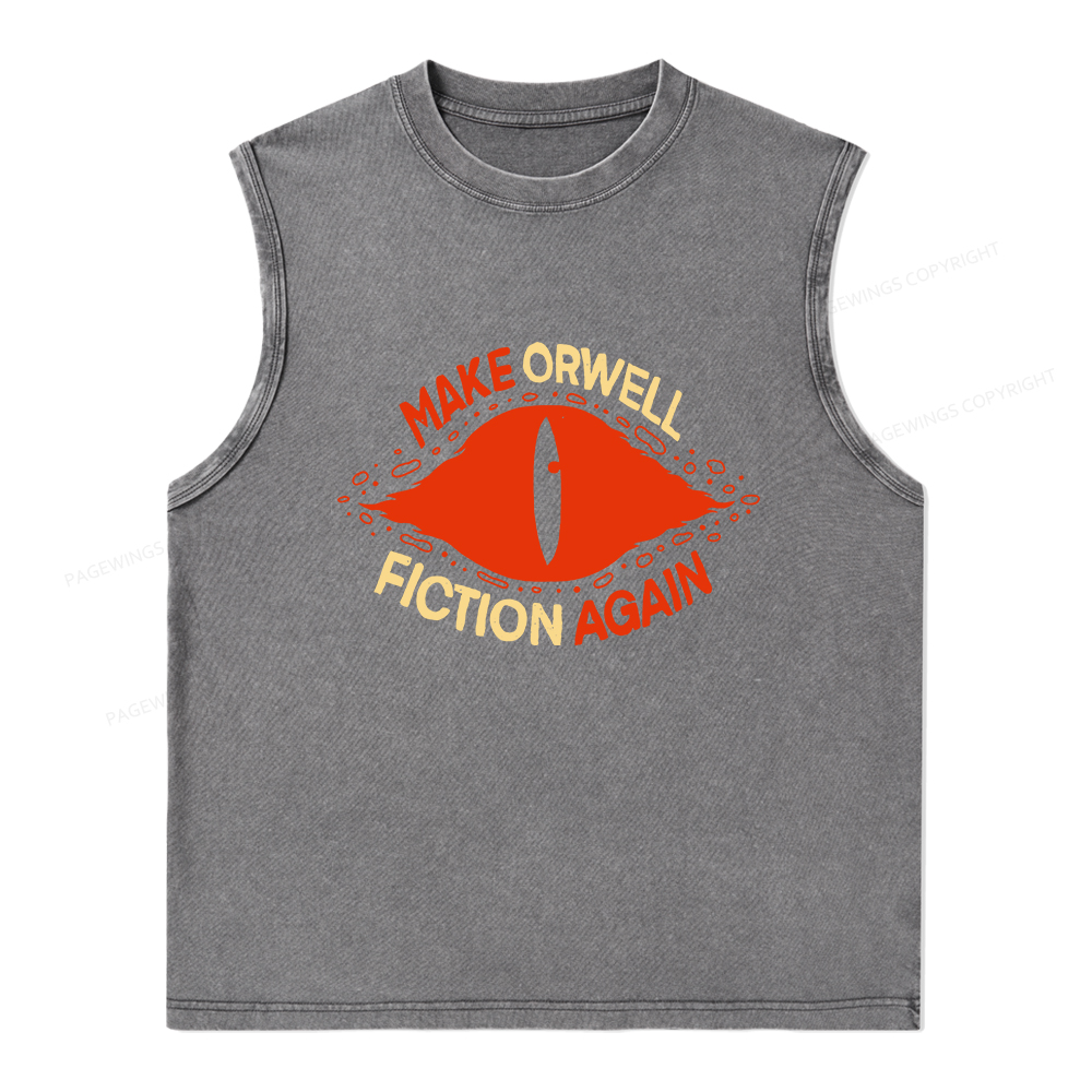 Pagewings Make Orwell Fiction Again Unisex Washed Tank Top