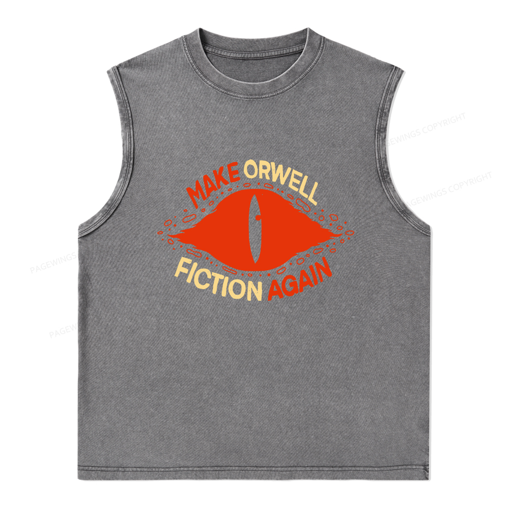 Pagewings Make Orwell Fiction Again Unisex Washed Tank Top
