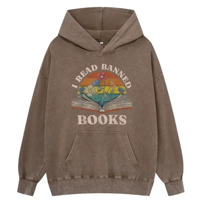 Pagewings I Read Banned Books Unisex Washed Hoodie