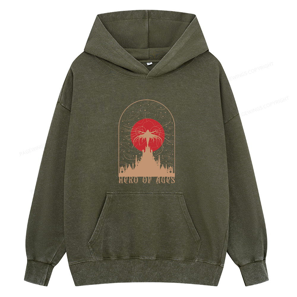 Pagewings Mist Bookish Unisex Washed Hoodie
