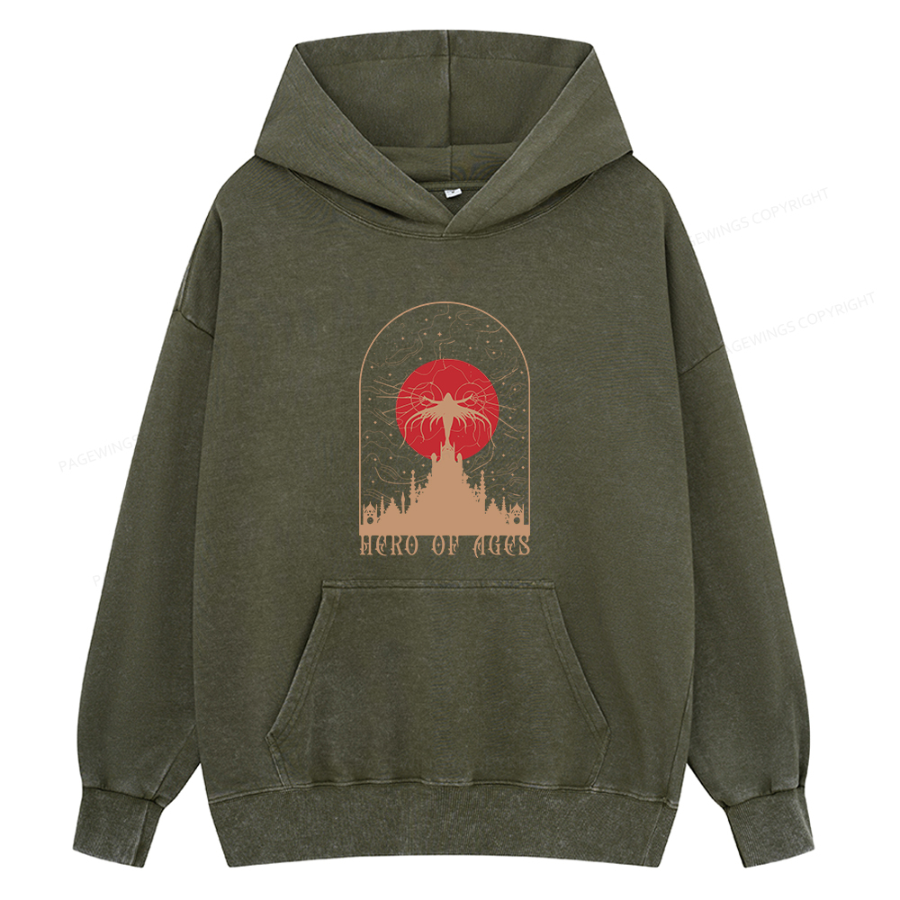 Pagewings Mist Bookish Unisex Washed Hoodie