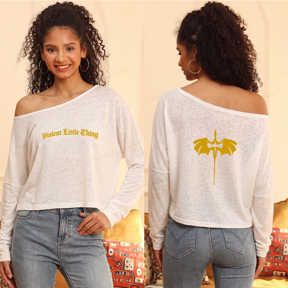 Pagewings Dragon Book Lover Slouchy Long Sleeve Off Shoulder T-shirt