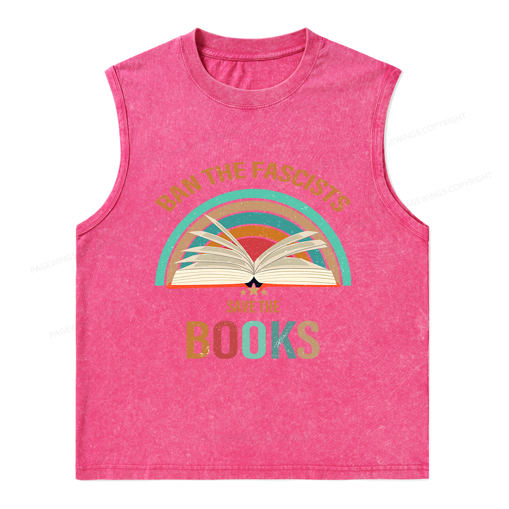Pagewings Ban The Fascists Save The Books Unisex Washed Tank Top