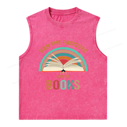 Pagewings Ban The Fascists Save The Books Unisex Washed Tank Top