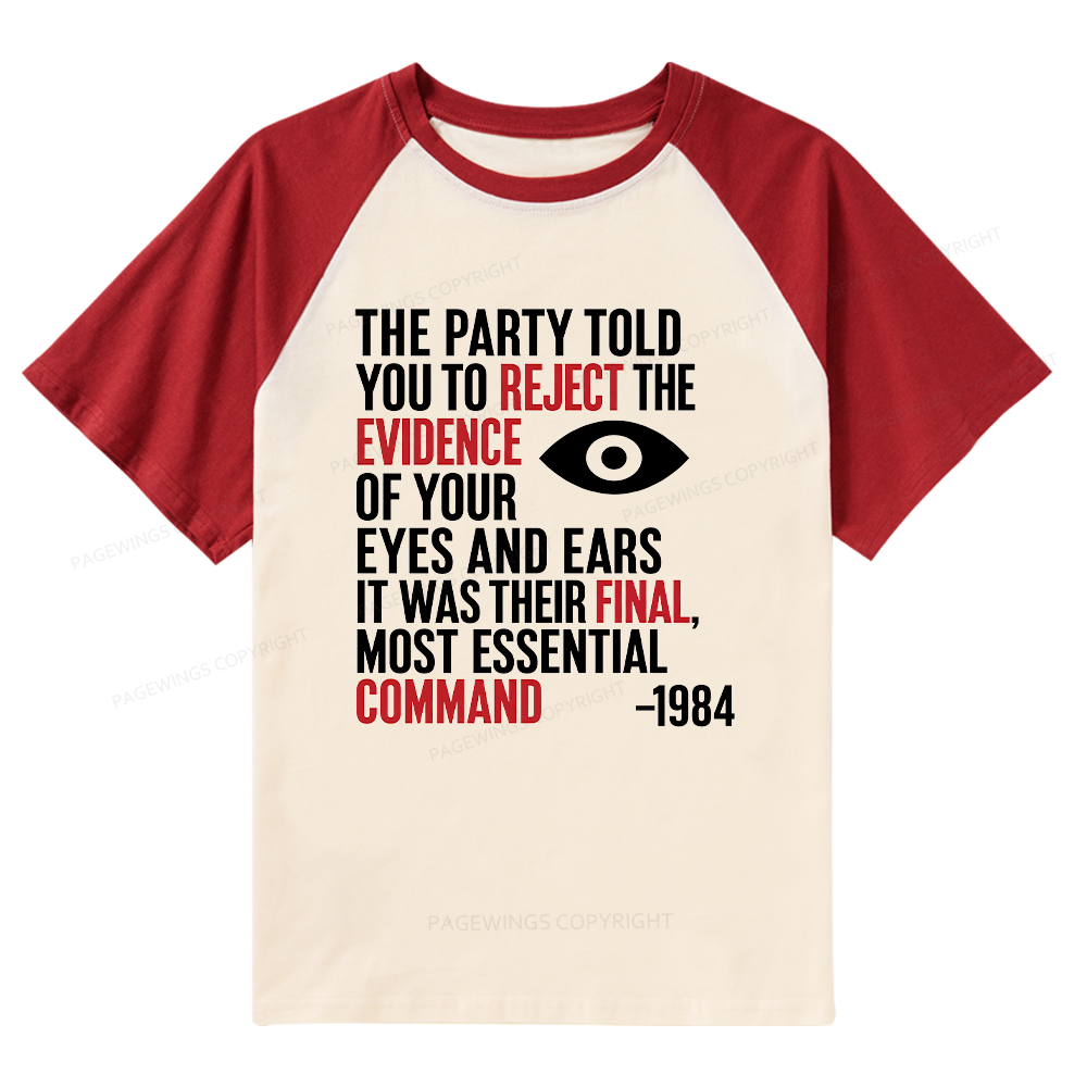 Pagewings Dystopia Quote Raglan T-shirt