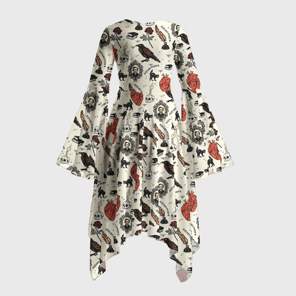 Pagewings Reading Crow Bell Sleeve Dress