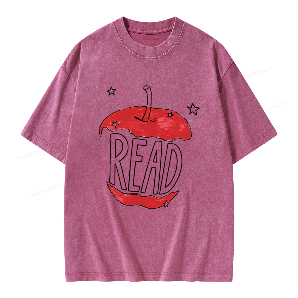 Pagewings Read Apple Unisex Washed T-shirt