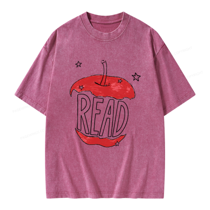 Pagewings Read Apple Unisex Washed T-shirt