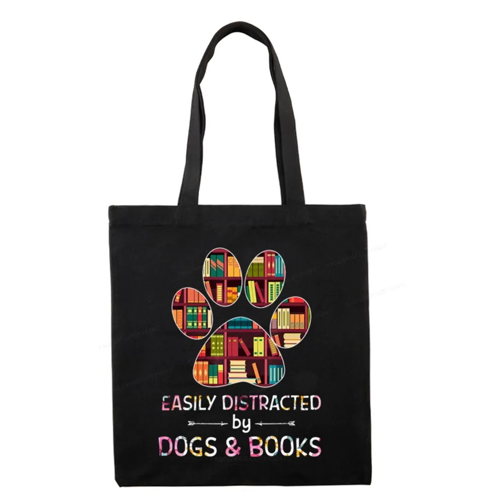 Pagewings Easily Distracted By Dogs And Books Tote Bag