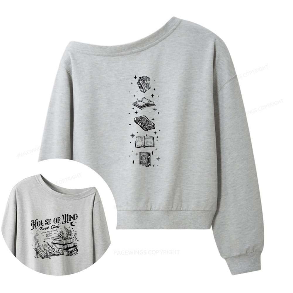 Pagewings House Of Wind Book Club Women Off Shoulder Sweatshirt