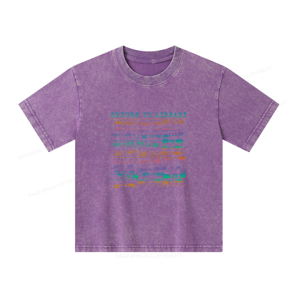 Pagewings Vintage Library Rainbow Unisex Kids Washed T-shirt