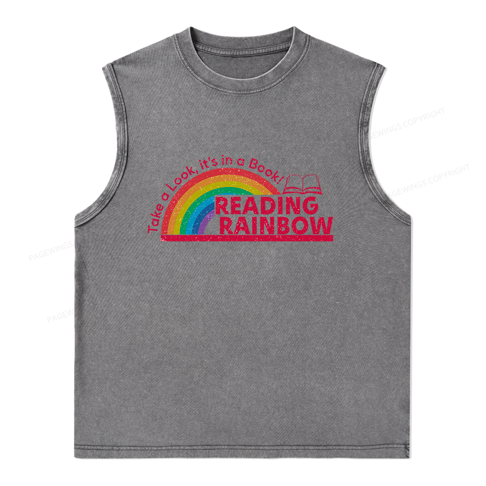 Pagewings Reading Rainbow Unisex Washed Tank Top
