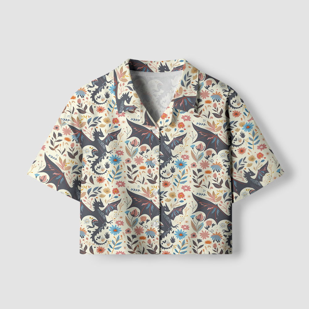 Pagewings Fantasy Books Dragons Camp Collar Women's Camp Shirt