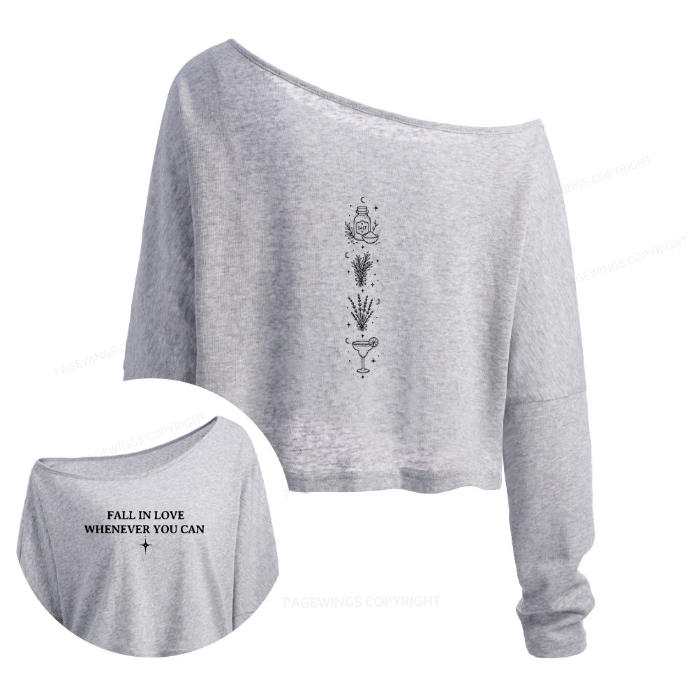 Pagewings Retro Halloween Slouchy Long Sleeve Off Shoulder T-shirt