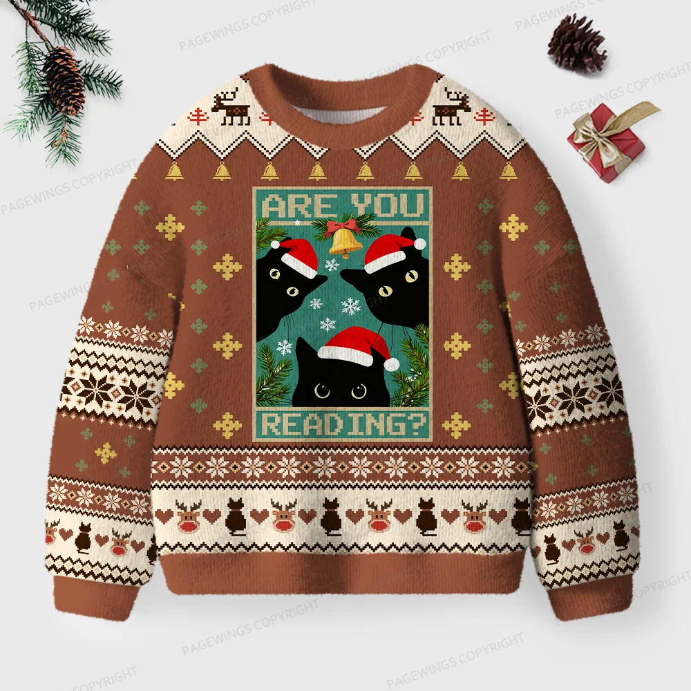 Pagewings Are You Reading Unisex Ugly Knit Sweatshirt