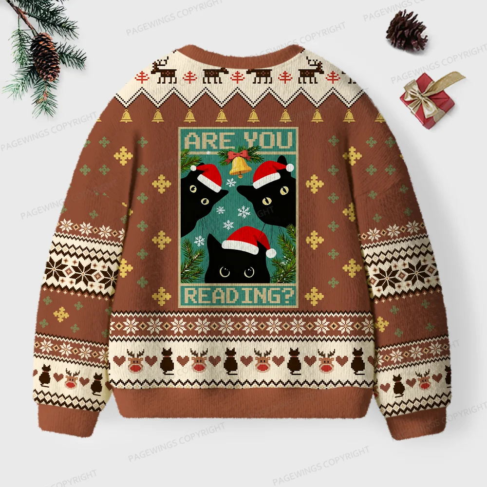 Pagewings Are You Reading Unisex Ugly Knit Sweatshirt