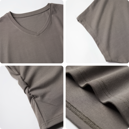 A-V领莫代尔T模版Pagewings 文案 V-neck Modal T-shirt